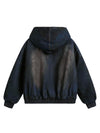 Washed Denim Fur Hooded Jacket - 1125