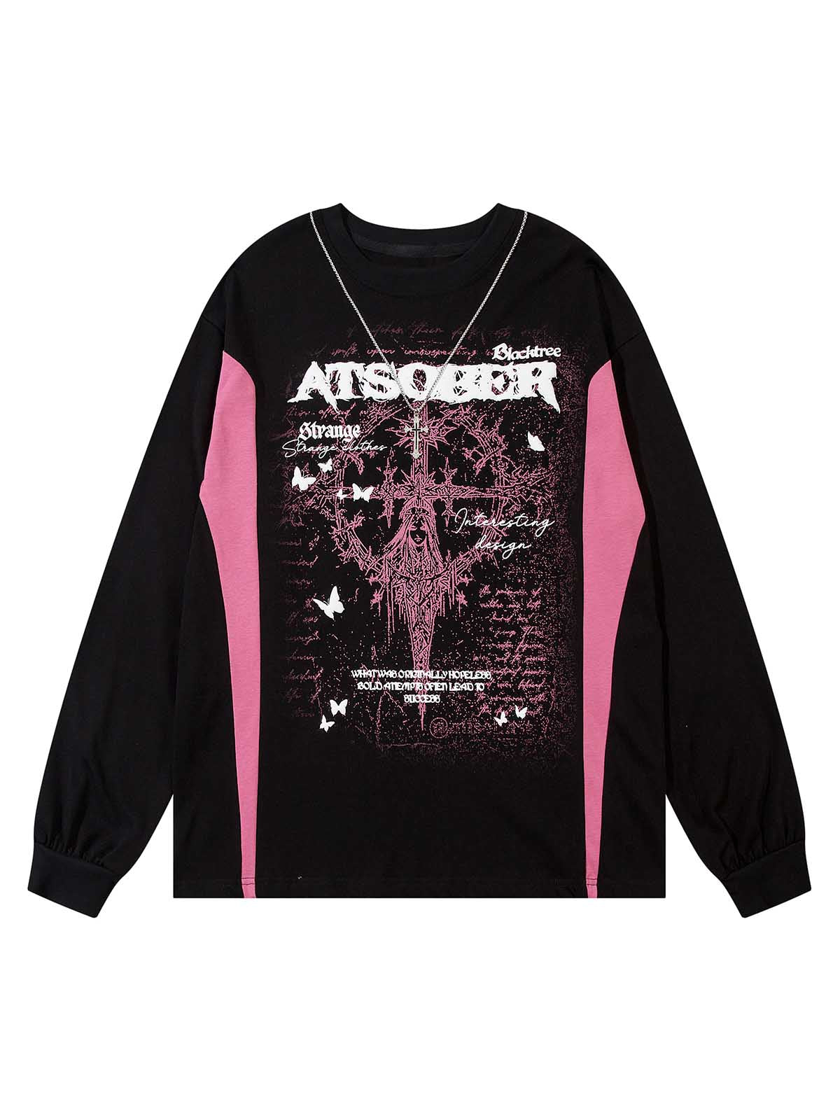 Star Necklace Cross Graphic Long Sleeve T-shirt - 1337