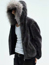 Fur Hooded Quilted Sherpa Jacket - 1128