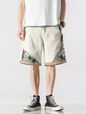 Embroidered Floral Patchwork Shorts - Xokool