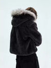 Fur Hooded Quilted Sherpa Jacket - 1128