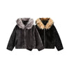 Fur Hooded Quilted Sherpa Jacket - 1128