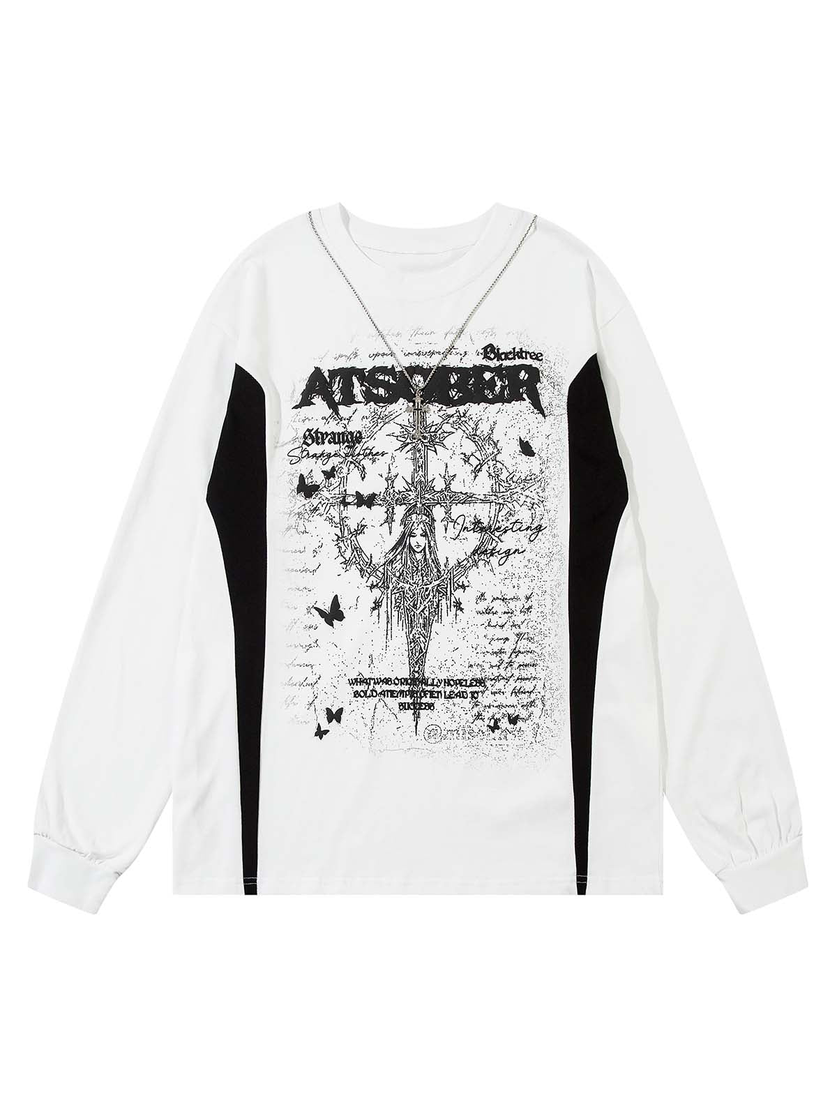 Star Necklace Cross Graphic Long Sleeve T-shirt - 1337