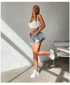 Diamond With Holes Denim High Waist Shorts - XoKool