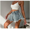 Diamond With Holes Denim High Waist Shorts - XoKool