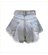 Diamond With Holes Denim High Waist Shorts - XoKool