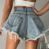 Diamond With Holes Denim High Waist Shorts - XoKool