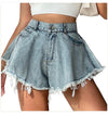 Diamond With Holes Denim High Waist Shorts - XoKool